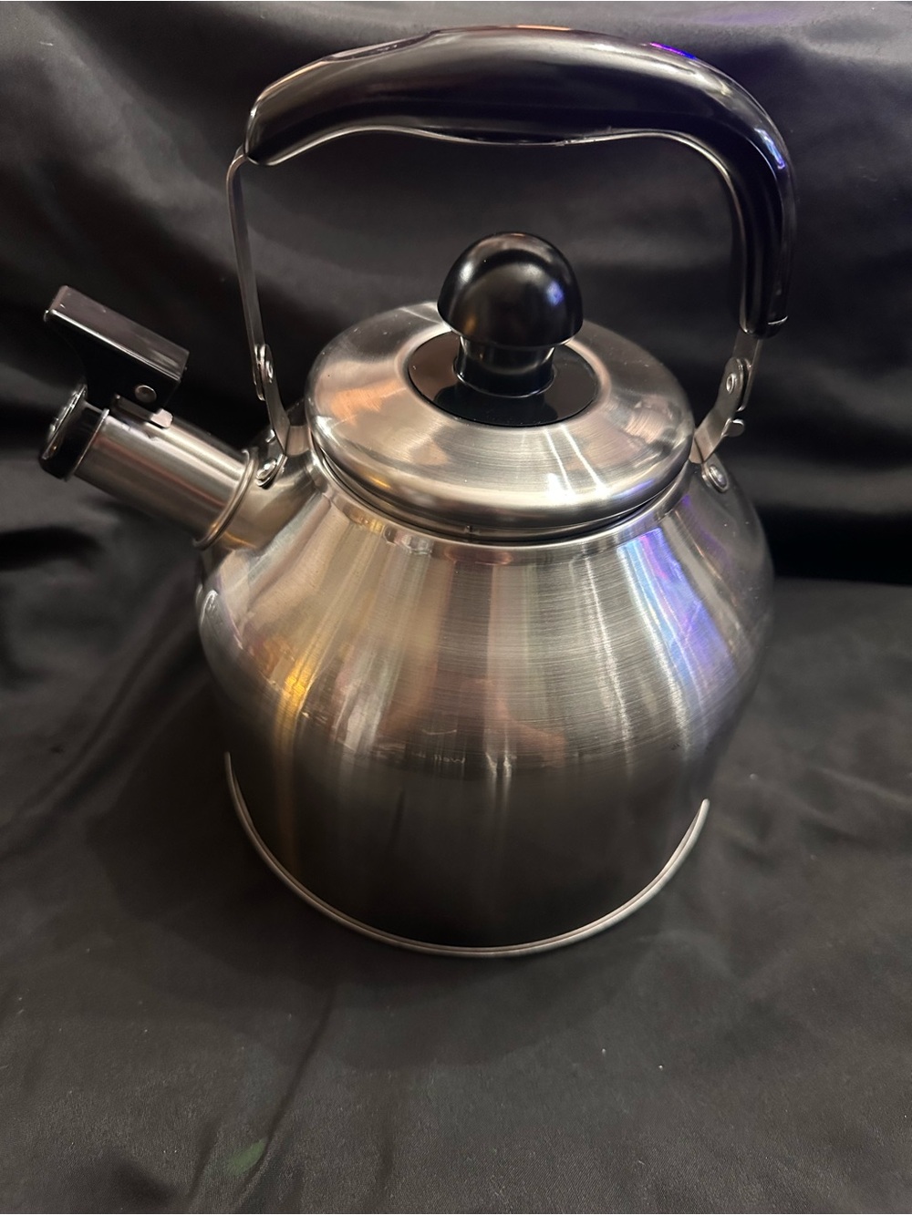 Stainless Steel Whistling Tea Kettle - Black Handle